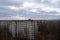 Cloudy sky over abandoned residential buildings in Pripyat