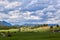 Cloudy sky over Bavarian farmland