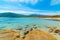 Cloudy sky over beautiful Cala Pira shore