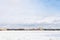 cloudy sky over frozen Neva river and Fortress