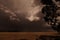 Cloudy sky over rural country farmland