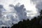 Cloudy sky over a tropical island resort in the evening