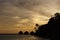 Cloudy sky over a tropical island resort in the evening