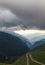 Cloudy sky over winding Transfagarasan road