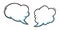 Cloudy speech bubbles with shadow. Speech balloons for message or label. Vector illustration