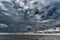 Cloudy and Stormy Clouds Above the Baltic Sea in Latvia. Baltic Sea. Evening Photo Shoot. Wide Angle