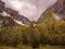 Cloudy and stormy valley in autumn in Ordesa National Park