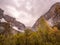 Cloudy and stormy valley in autumn in Ordesa National Park