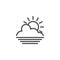 Cloudy sunrise horizon line icon