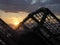 Cloudy sunset with lobster traps in silhouette