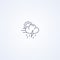 Cloudy, thunderstorm, rain and wind, vector best gray line icon