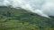 Cloudy volcanic crater view from the top of the Pico volcano