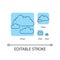 Cloudy weather turquoise linear icons set