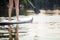 Clouse-up of a woman legs on paddleboard