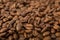 Clouseup image of dark aromatic coffee beans , shallow depth o