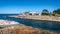 Clovelly bay and beach full of people with surf lifesaving club view in Sydney NSW Australia