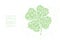 Clover 4 leaf shape Particle Geometric Circle dot pixel pattern green color illustration on white background with copy space,