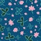 Clover blooms and leaves seamless vector pattern