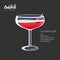 Clover Club cocktail drink glass raspberry vector illustration
