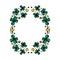 Clover garland on white background. St Patrick day greeting card with shamrock wreath. Irish. Vector flat illustration
