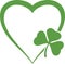 Clover heart. Shamrock icon. St Patrick`s Day design.