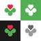Clover leaf and heart logo icon, four leaves clover symbol - Vector