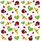 Clover leaf with ladybird seamless pattern