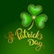 Clover leaf and original handwritten text St Patrick\'s Day.