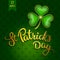 Clover leaf and original handwritten text St Patrick\'s Day