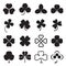 Clover leaves icons. Black symbols isolated on a white background