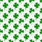 Clover leaves seamless pattern isolated on white background: green lucky four leaf clover and shamrock clover.