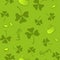 Clover leaves seamless pattern. St. Patrick\'s Day green background. Shamrock wallpaper