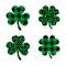 Clover leopard print, Plaid pattern shamrock icons, Four leaf clover icons, Clover symbol of St. Patrick's Day