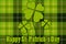Clover on seamless check plaid background Happy St Patricks Day