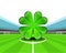 Cloverleaf happiness in the midfield of football stadium vector