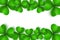 Clovers of shamrocks on white background. Happy St. Patricks Day. Festive template for your design. Vector illustration