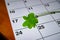 Clower leaf on top of the calendar marking 17 march st patricks day