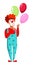 Clown with balloons flat vector illustration