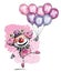 Clown with Balloons Saying Thank You - Girl Colors