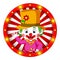 Clown banner with bright bulbs