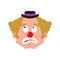 Clown bewildered emotion avatar. funnyman at loss emoji. harlequin icon. Vector illustration