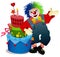 Clown with birthday cake