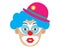 Clown with blue wig giving kiss, vector
