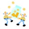 clown carnival and money coin jar cartoon doodle flat design vector illustration