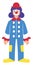 Clown character in colorful suit vector illustration on a