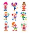 Clown character vector cartoon illustrations