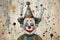 clown and confetti with birthday party hat, in the style of whimsical naive art 1 April Fool`s day concept