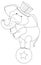 Clown elephant doodle outline for colouring