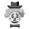 Clown face with hat icon, gray monochrome style