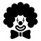 Clown face head with big bow and curly hair Circus carnival funny invite concept icon black color vector illustration flat style